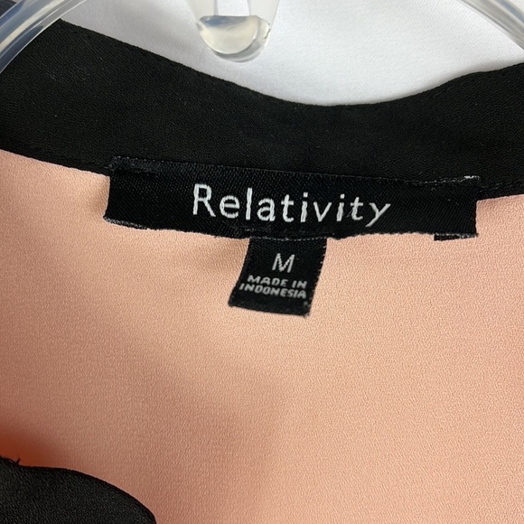 Relativity midi dress roll tab sleeves asymmetric hem Sz M - Picture 4 of 12